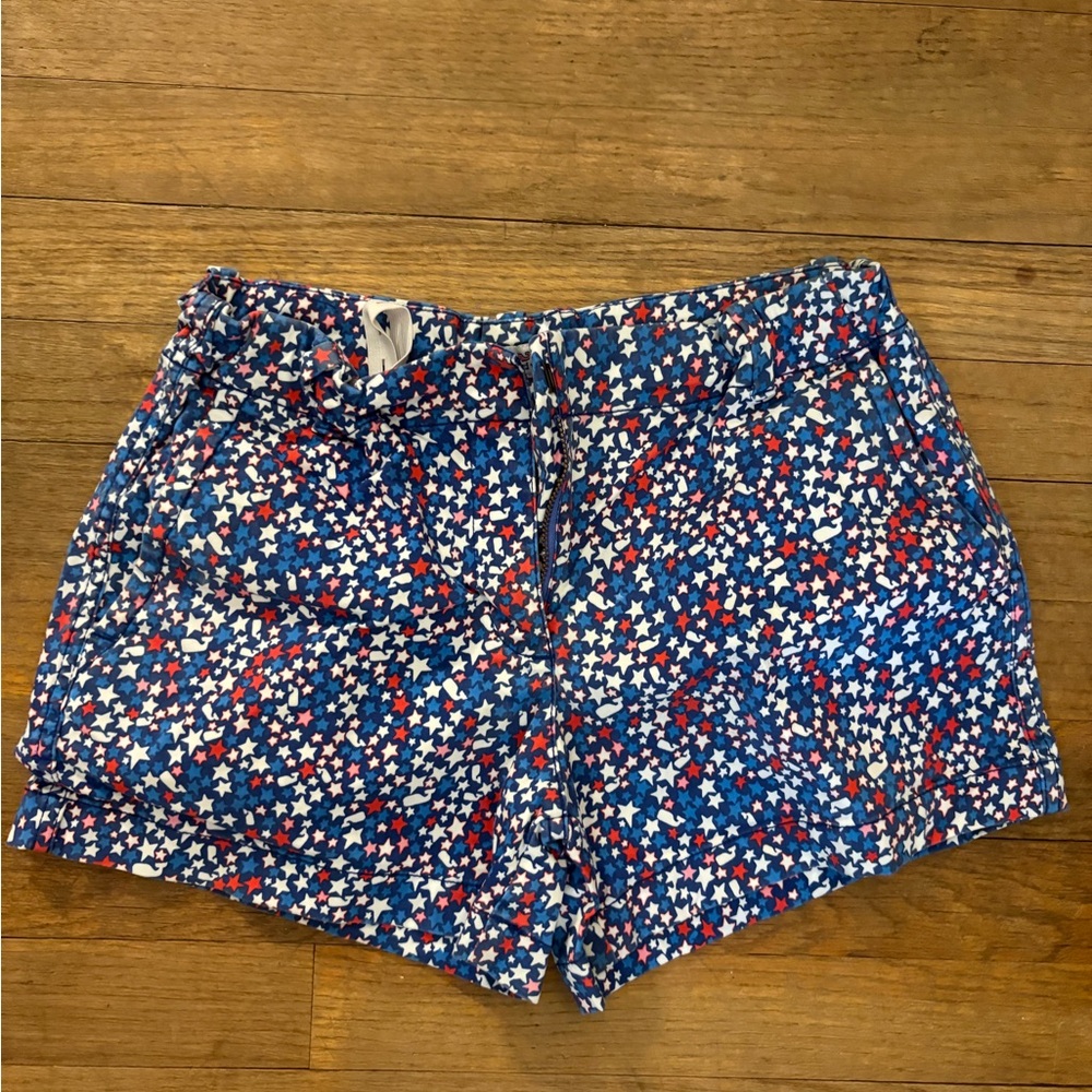 Vineyard Vines Blue Star-Patterned High Waist Shorts